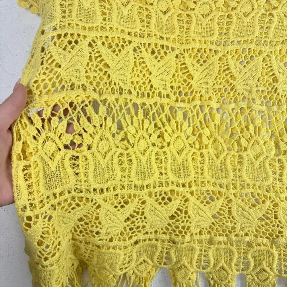 Unbranded Yellow Crochet Fringe Crop Top S/M - Picture 6 of 7